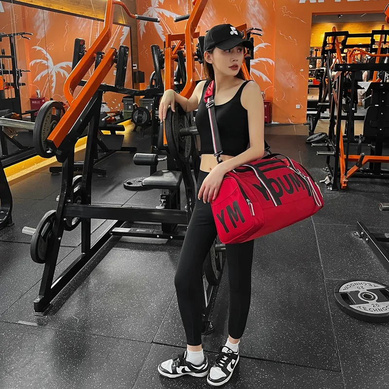 Deli Bear Nylon Gym Bag Unisex Black Khaki/Red/Pink-15