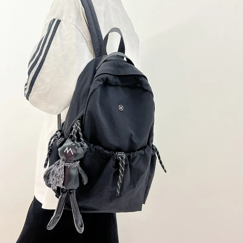 Deli Bear Nylon Backpack Large Size Unisex Black/Yellow/Gray/Orange/Ecru-3