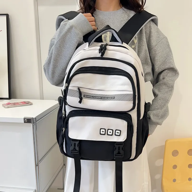 OUZIHUANG Nylon Backpack Women's Purple/Red/Green/Khaki/Black-15