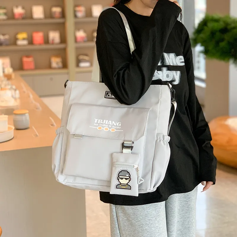 Deli Bear Oxford Shoulder Bag Unisex Beige Yellow Gray Green Black-7