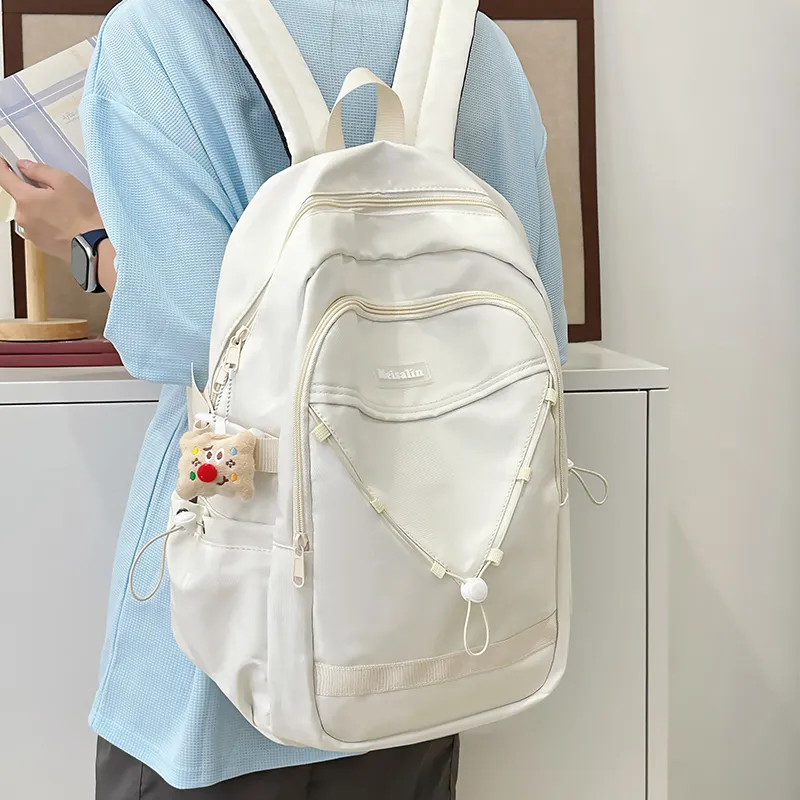 Deli Bear Nylon Backpack Unisex Khaki, Blue, White, Black-12