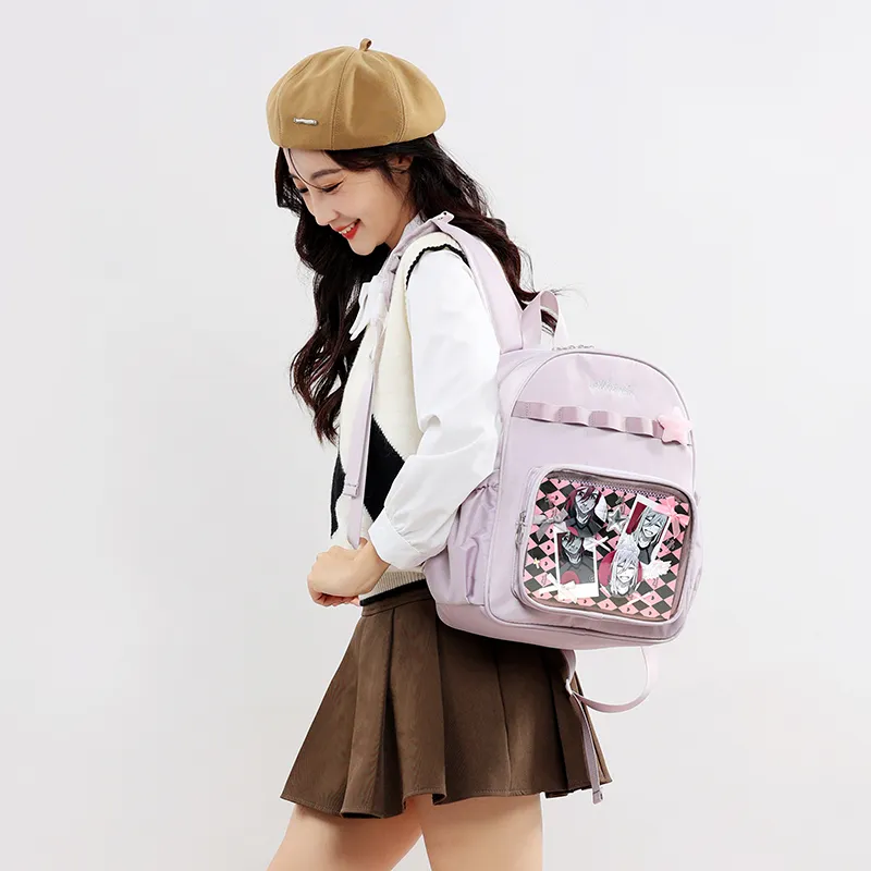 Deli Bear Fabric Backpack Women's Ecru/Gray/Light Purple/Sky Blue/Black-11