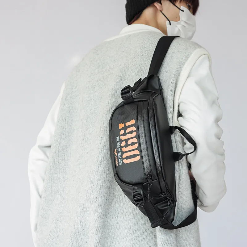 Deli Bear Nylon Sling Bag Unisex Orange/Black/Gray-2