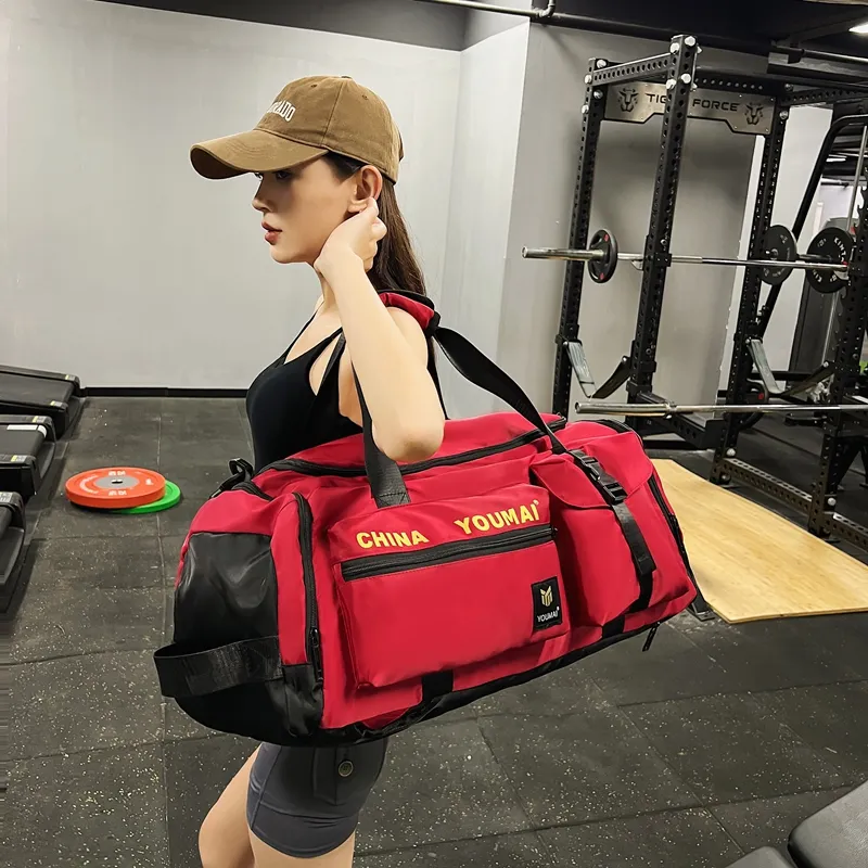 Deli Bear Nylon Gym Bag Unisex Black/Pink/Khaki/Red/Yellow/Army Green/Blue-16