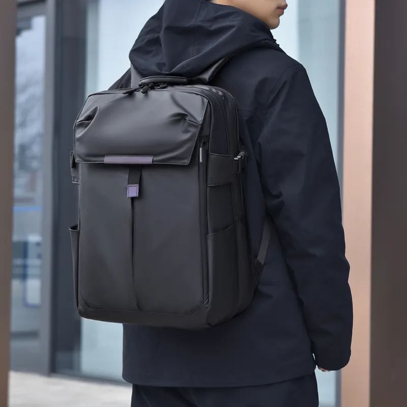 Deli Bear Nylon Laptop Backpack Regular Men's Blue/Gold/Gray/Black-12