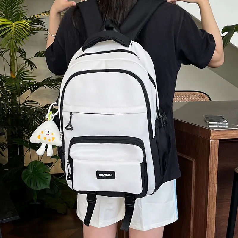 OUZIHUANG Nylon Backpack Women's Black/Burgundy/Purple/Pink/Blue-4
