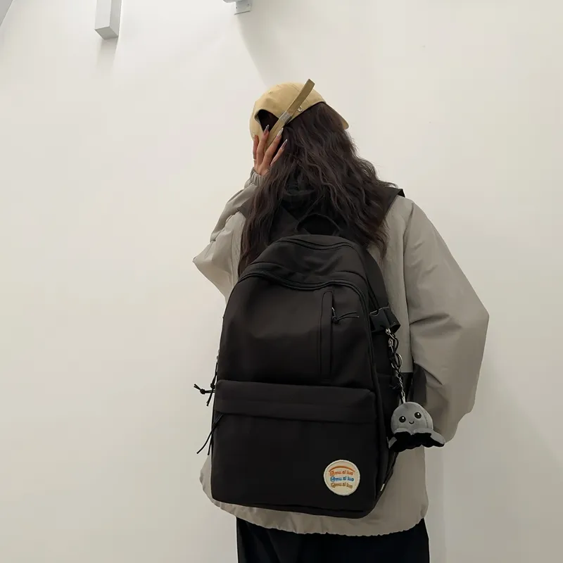 Deli Bear Nylon Backpack Regular Unisex Black/White/Yellow/Pink-2