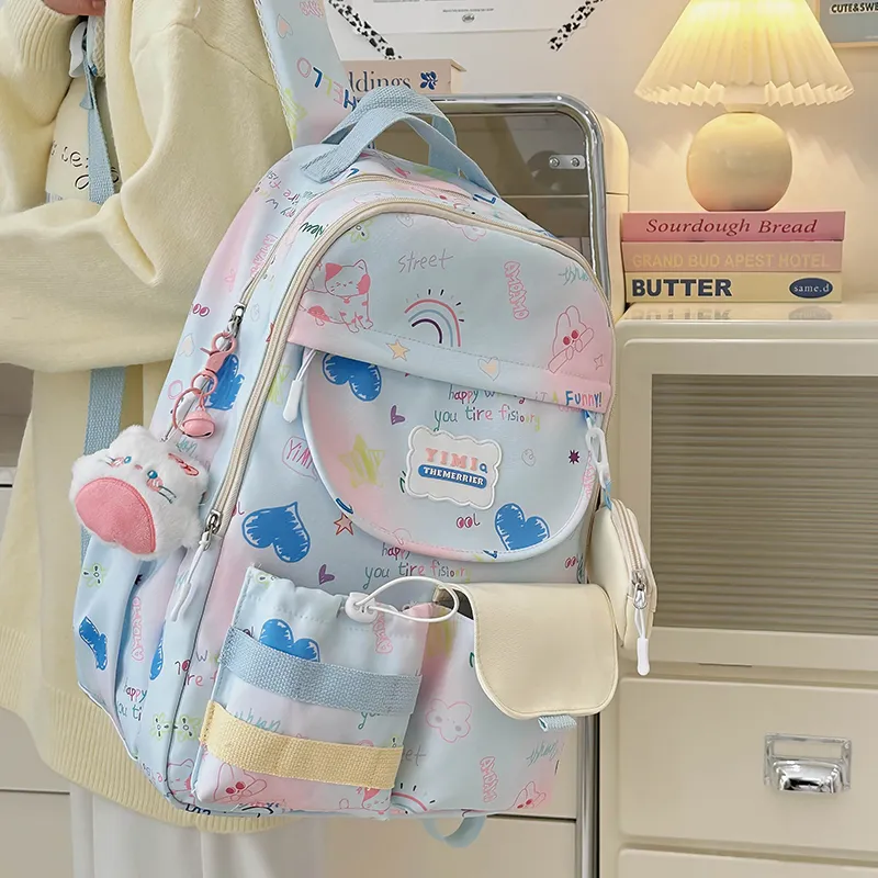 Deli Bear Polyester Backpack Women's Pink/White/Black/Blue-18