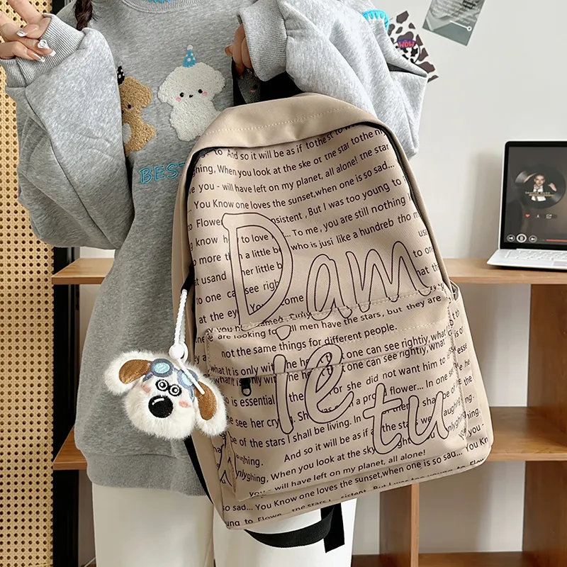 Deli Bear Nylon Backpack Regular Women's White/Blue/Khaki/Yellow/Green-7
