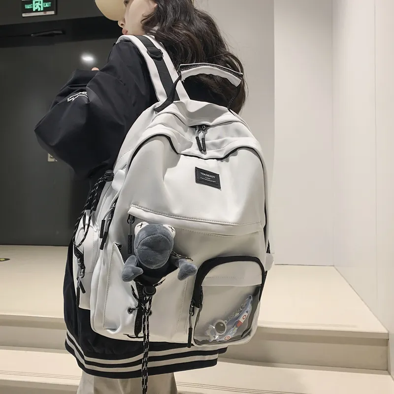 Deli Bear Nylon Backpack Regular Unisex White/Black-2