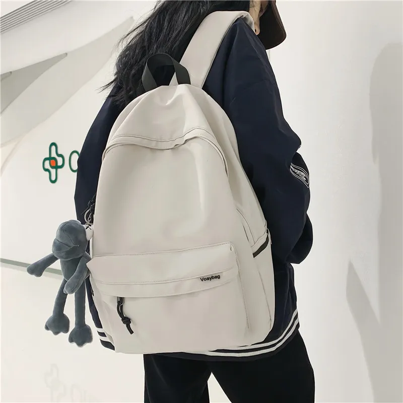 OUZIHUANG Nylon Backpack Unisex Black/White/Pink/Gray-7
