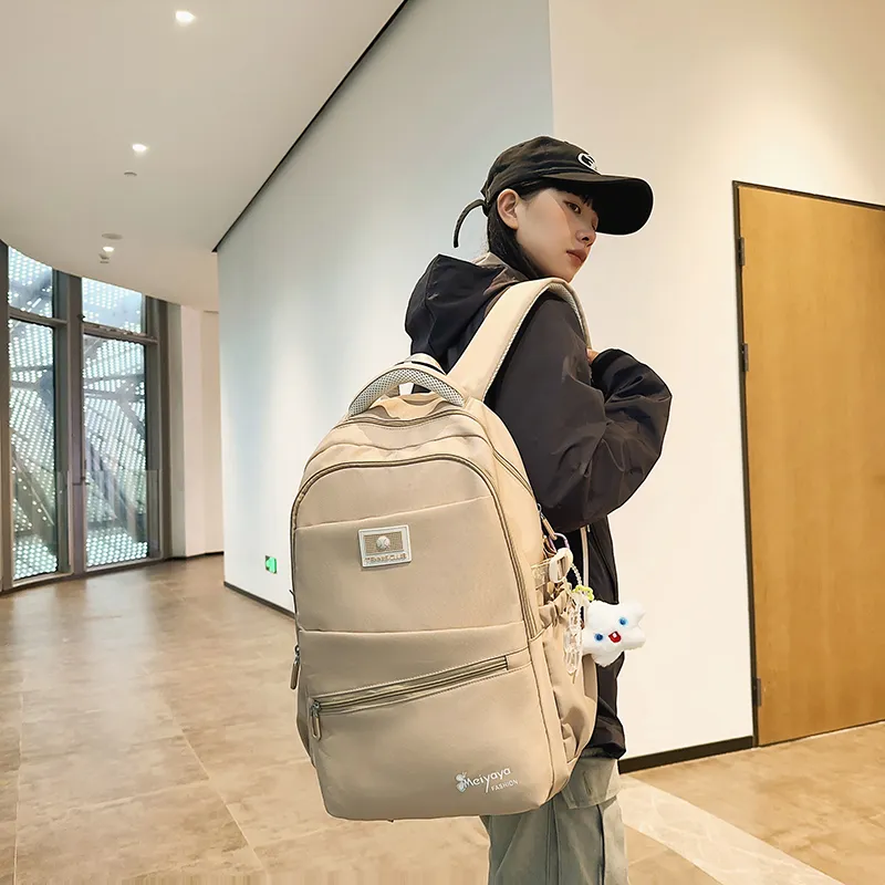 OUZIHUANG Nylon Backpack Regular Unisex Black/Gray/Orange/Purple/Khaki-13