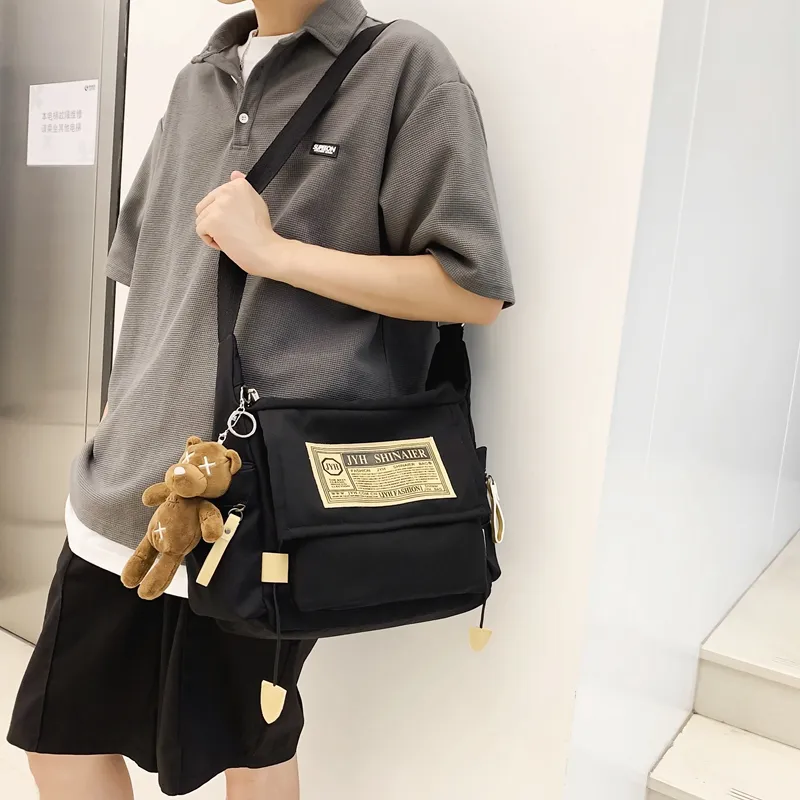 OUZIHUANG Nylon Shoulder Bag, Crossbody Bag Unisex Black/Blue/White/Red-10