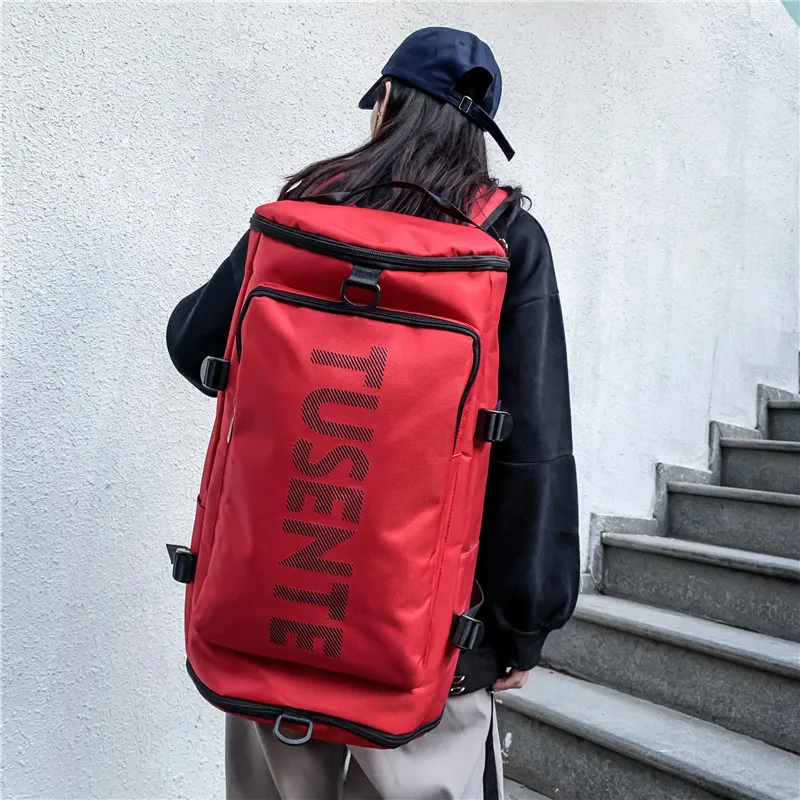 Deli Bear Oxford Backpack Large Size Unisex Black/Red/Gray-7