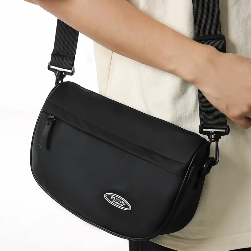 OUZIHUANG Nylon Fabric Crossbody Bag Unisex Black/White/Khaki/Green/Orange-6