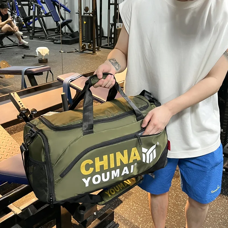 Deli Bear Nylon Gym Bag Large Size Unisex Black/Pink/Khaki/Rose Red/Yellow/Army Green-31