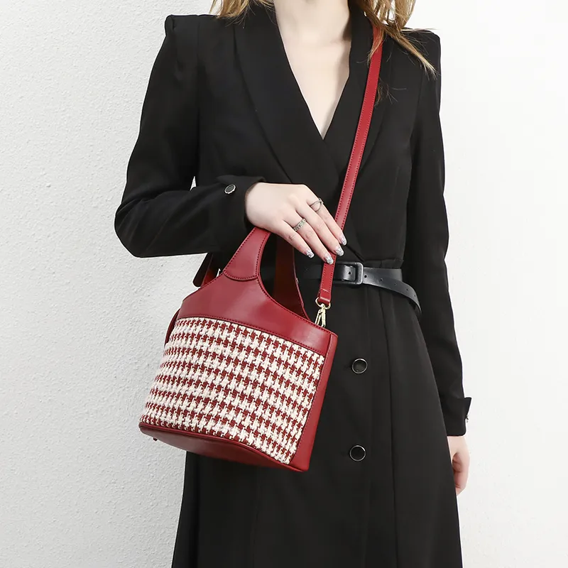 OUZIHUANG Artificial Leather Shoulder Bag, Crossbody Bag, Handbag Women's Red-3