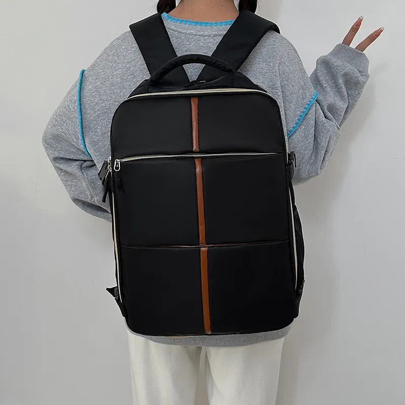 OUZIHUANG Oxford Backpack Unisex Black/Gray-2