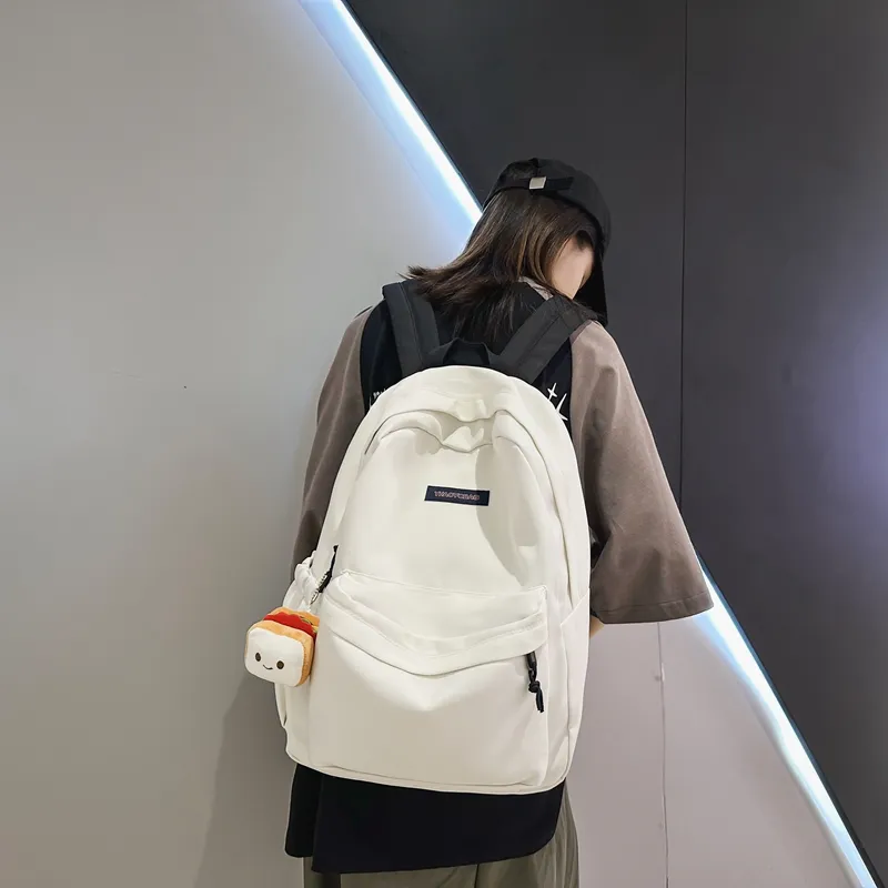Deli Bear Nylon Backpack Large Size Unisex Ecru/Gray/Black/Khaki-2