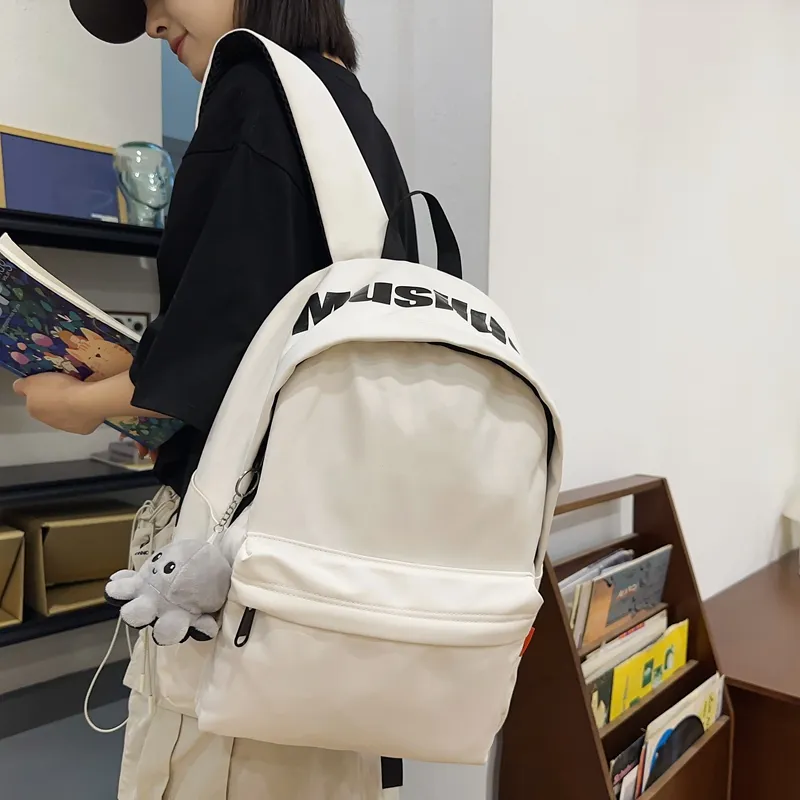Deli Bear Nylon Backpack Unisex Black/White/Light Blue/Red/Yellow Brown-20