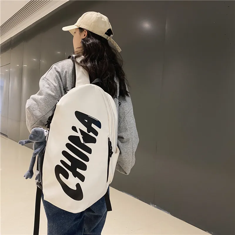 OUZIHUANG Nylon Backpack Unisex Black/White/Pink/Gray-9