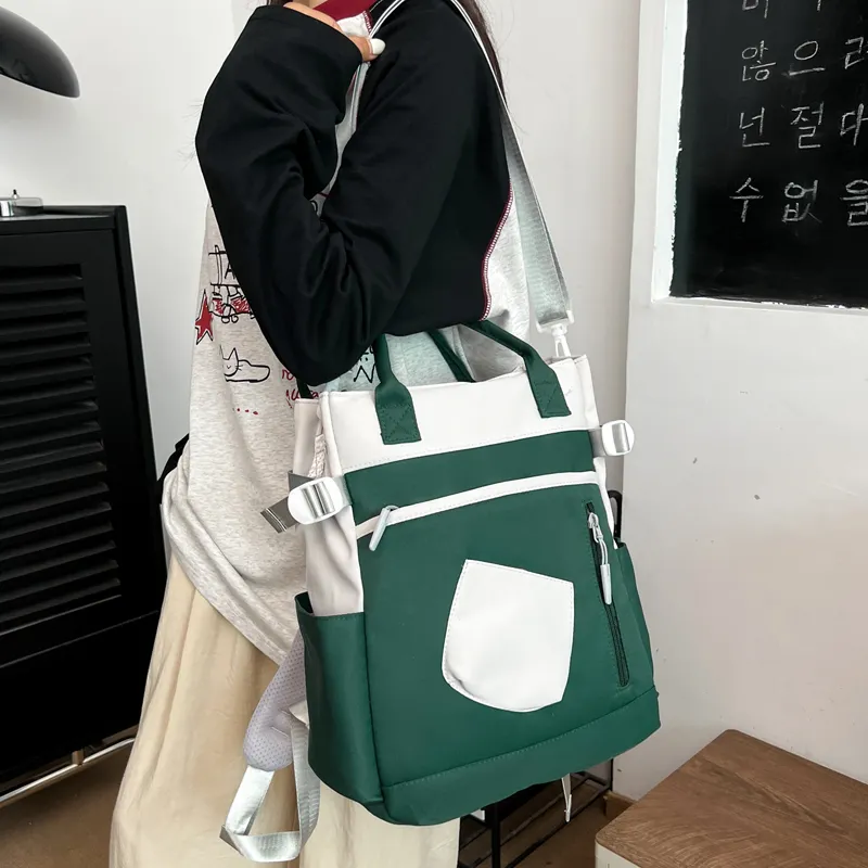 Deli Bear Canvas Backpack Unisex Green/Blue/Orange/Khaki/Black/Purple-29