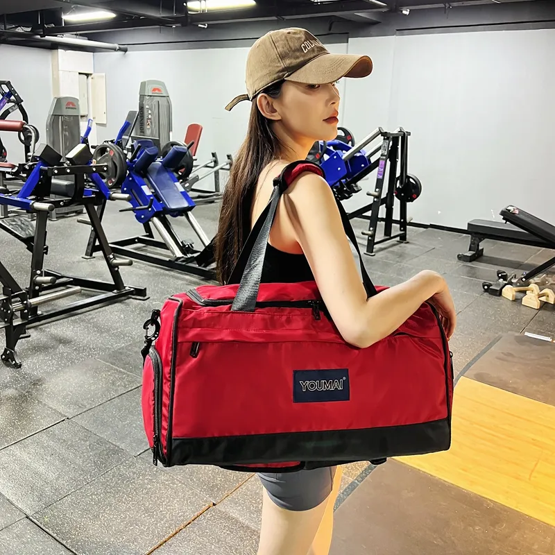 Deli Bear Nylon Gym Bag Unisex Black/Pink/Red/Khaki/Blue/Army Green/Gray-12