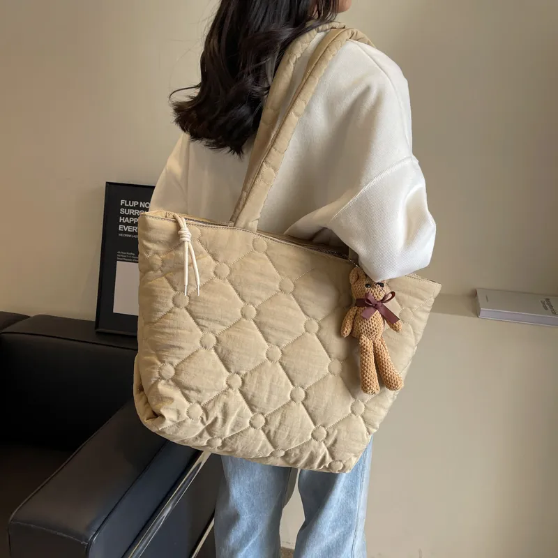 OUZIHUANG Canvas Tote Bag, Shopping Bag, Shoulder Bag Women's Coffee/Khaki/Ecru/Black-9