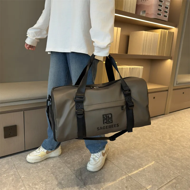 OUZIHUANG Nylon Travel Bag Unisex Pink/Silver/Jasper/Black-7