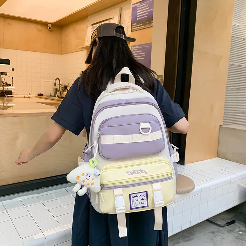Tong Tong Rabbit Nylon Backpack Regular Women's Purple & White/Purple & Yellow/White & Orange/Black & White-7