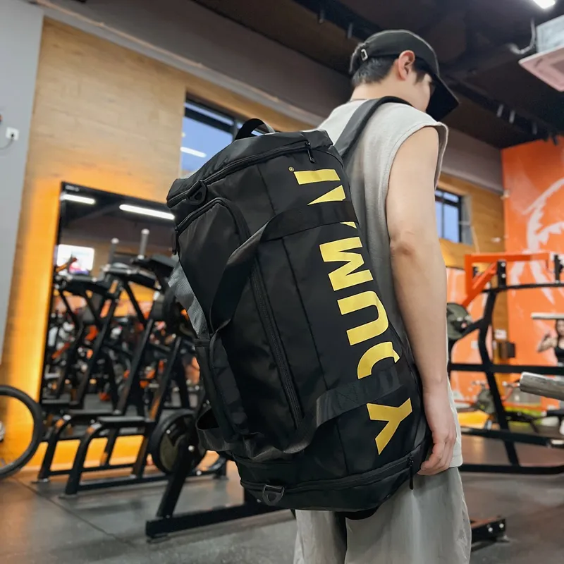 Deli Bear Nylon Gym Bag Unisex Black/Pink/Khaki/Red/Yellow-3