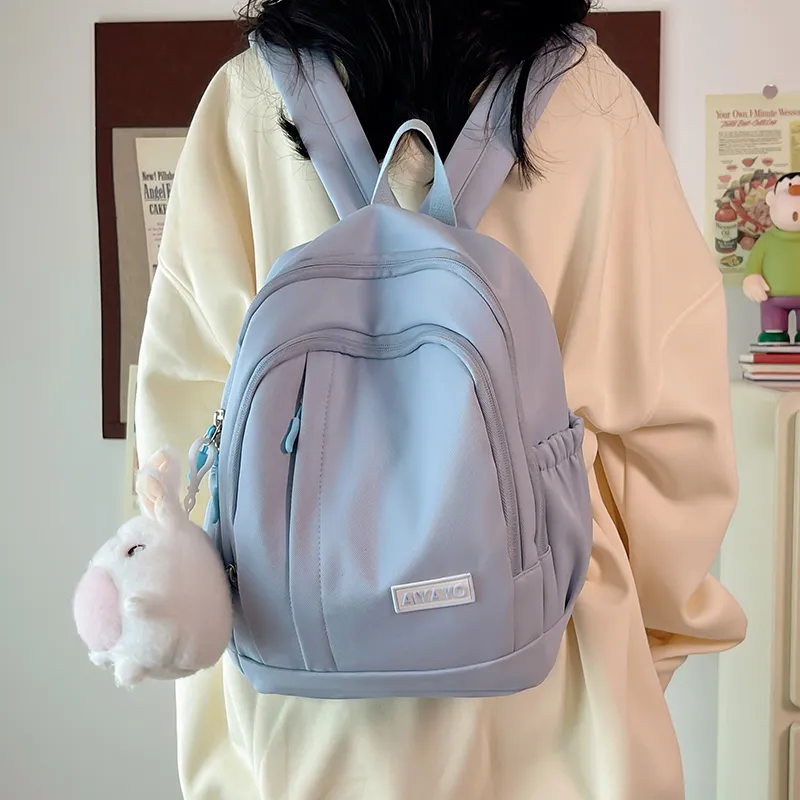 OUZIHUANG Nylon Backpack Large Size Unisex Pink/Blue/White/Black/Yellow/Green-8