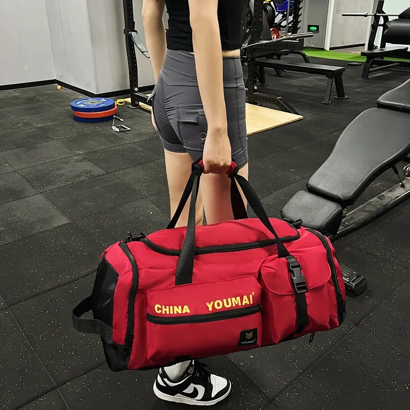 Deli Bear Nylon Gym Bag Unisex Black/Pink/Khaki/Red/Yellow/Army Green/Blue-17