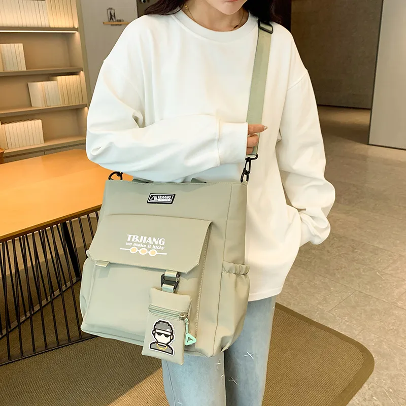 Deli Bear Oxford Shoulder Bag Unisex Beige Yellow Gray Green Black-11