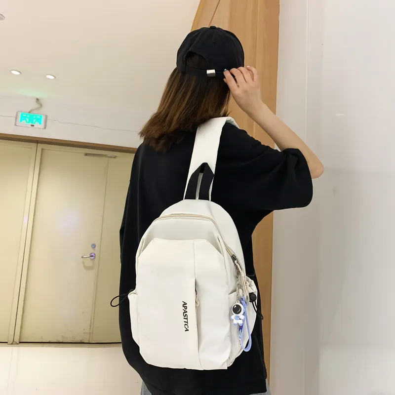 Deli Bear Nylon Backpack One Shoulder Crossbody Sling Bag Regular Unisex Green/White/Black-10