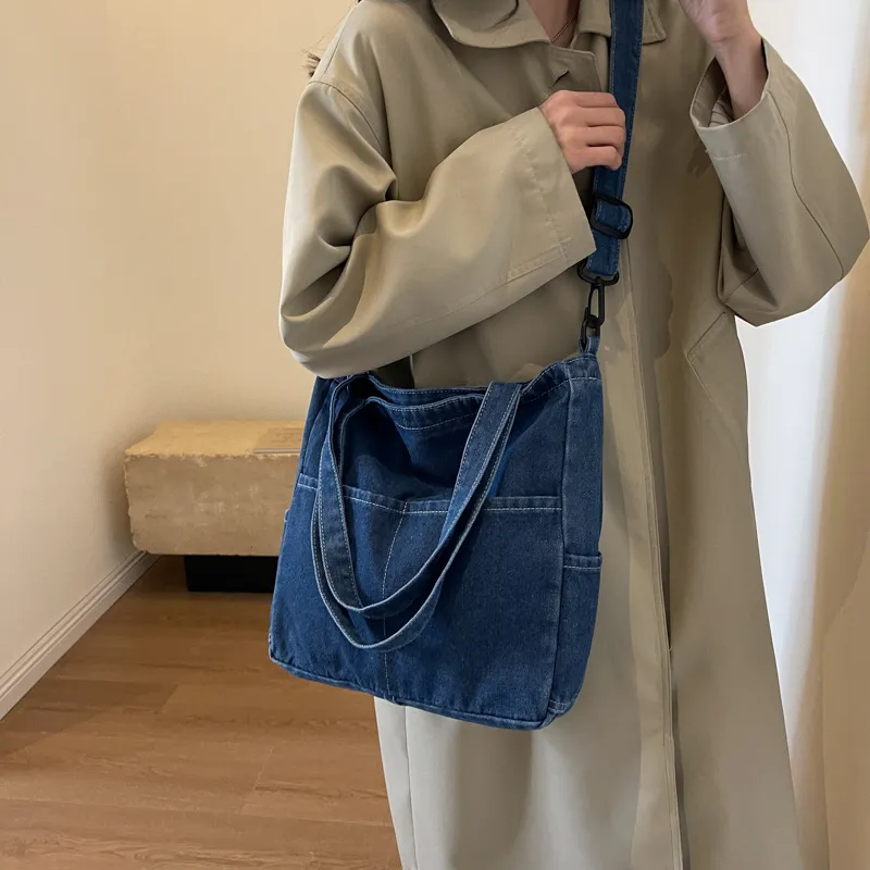 OUZIHUANG Denim Crossbody One Shoulder Handbag Women's Multicolor-1