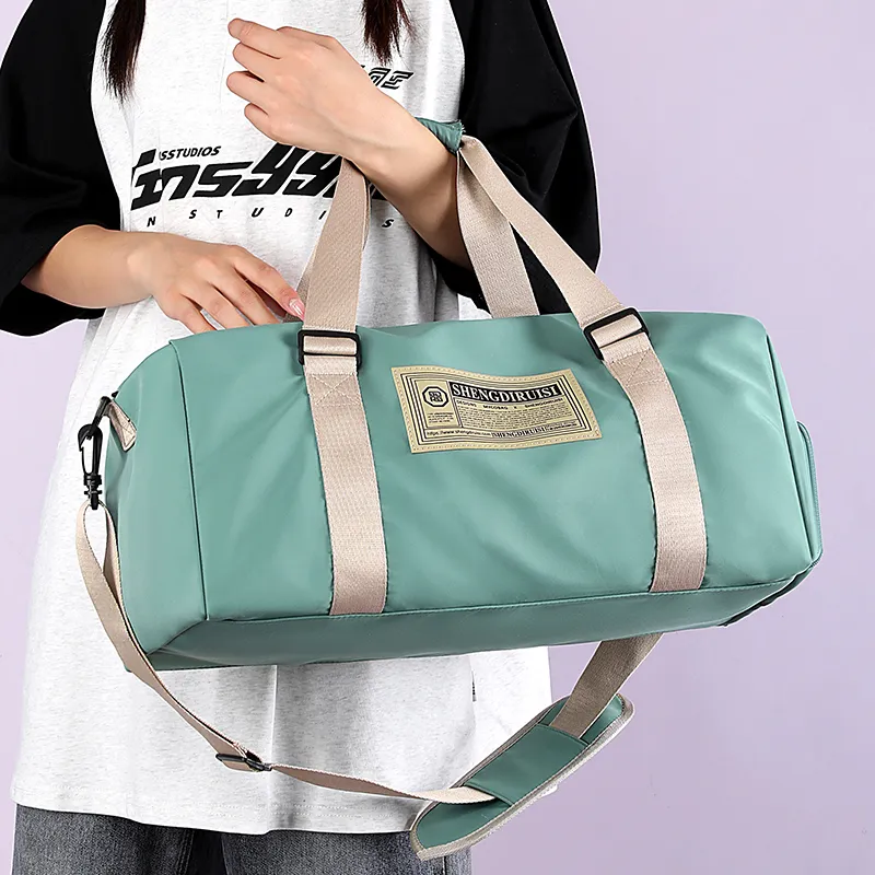 OUZIHUANG Nylon Travel Bag Unisex Black/Green/Pink Blue/Burgundy-4