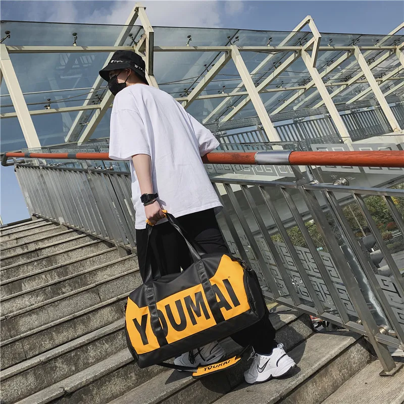 HCXK Nylon Gym Bag Medium Size Unisex Black/Yellow/Khaki/Pink/Purple-15