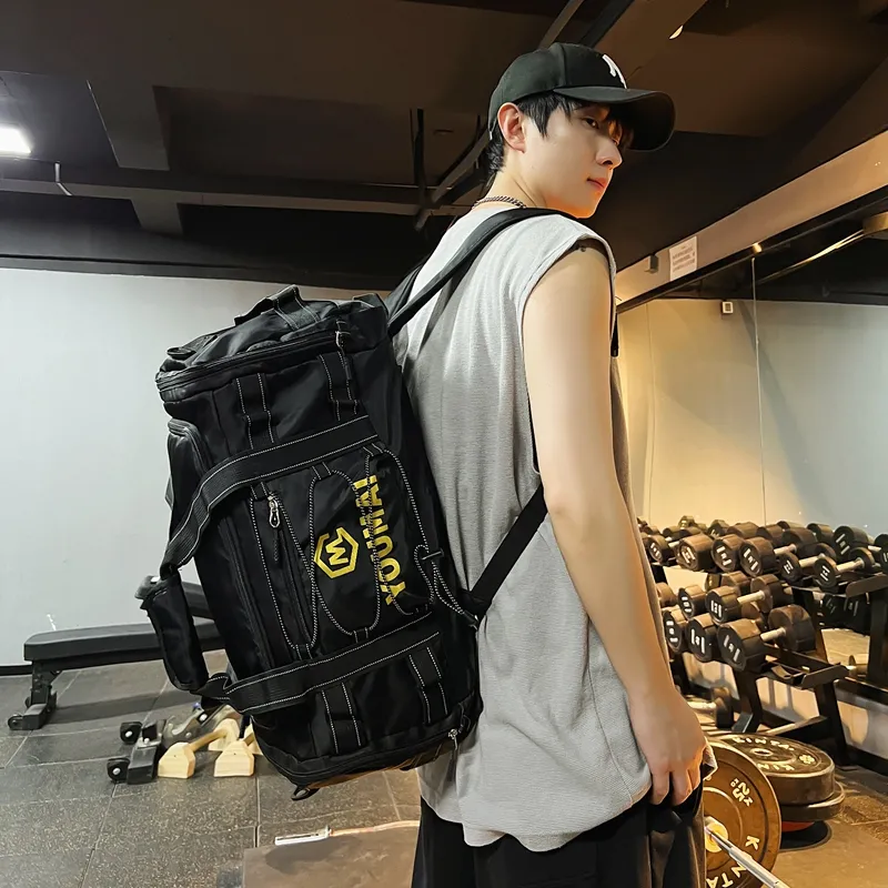 Deli Bear Nylon Fabric Gym Bag Unisex Black \ Pink \ Khaki \ Blue \ Yellow \ White \ Turquoise-2