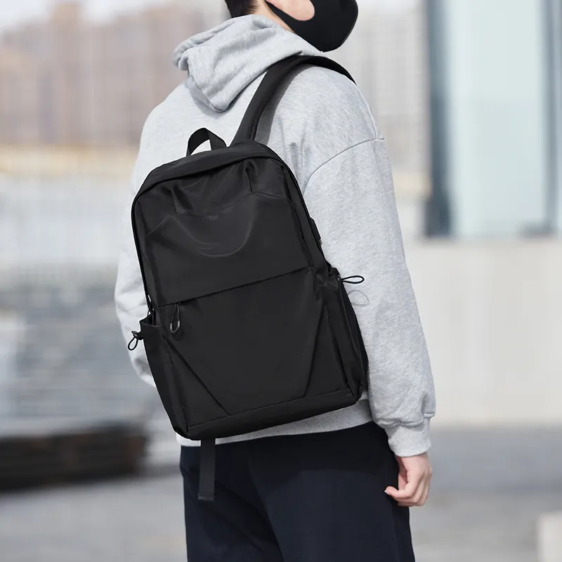 Deli Bear Nylon Laptop Backpack Regular Unisex Black/Gray/Blue-3