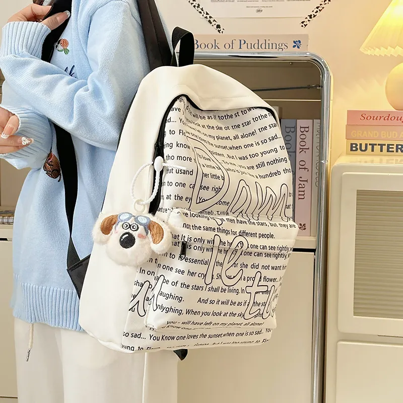 Deli Bear Nylon Backpack Regular Women's White/Blue/Khaki/Yellow/Green-4