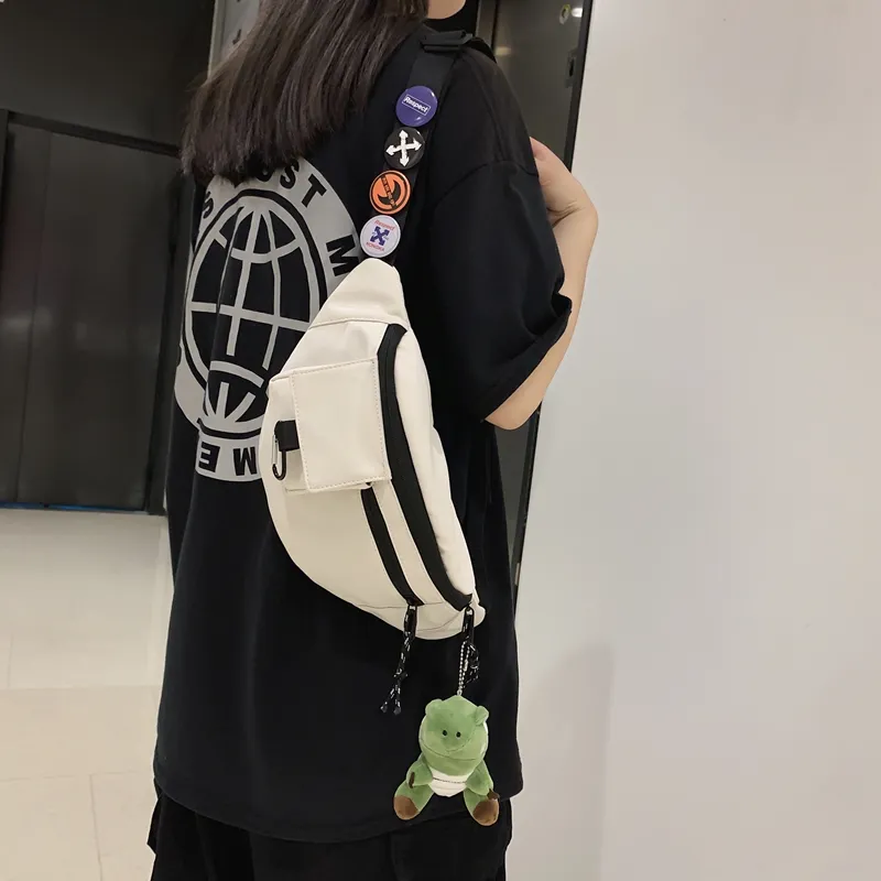OUZIHUANG Nylon Sling Bag Regular Unisex Black/Blue/White-15