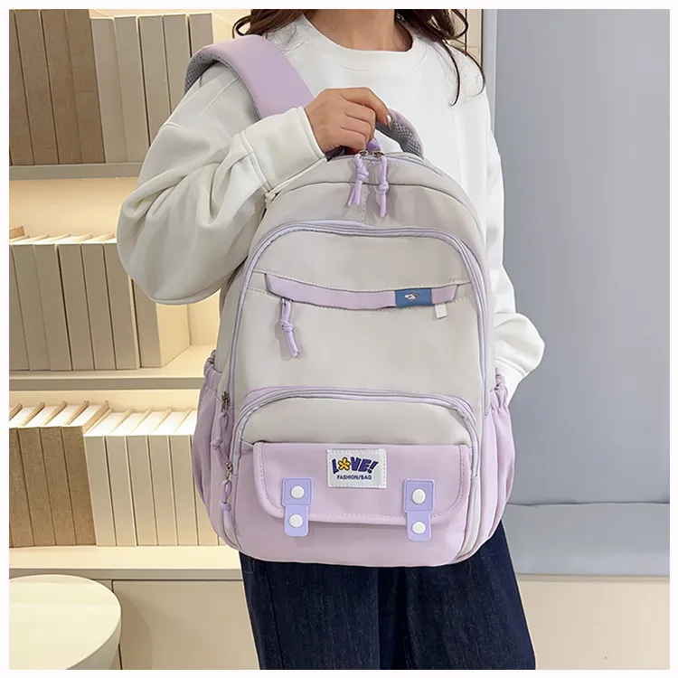 OUZIHUANG Oxford Backpack Women's Purple/Black/Red/Green/Khaki-1