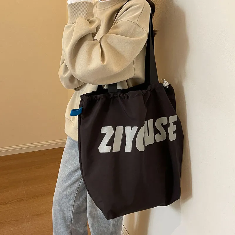 OUZIHUANG Canvas Bucket Bag Handbag Shoulder Bag Regular Women's Yellow/Ecru/Black/Khaki-17