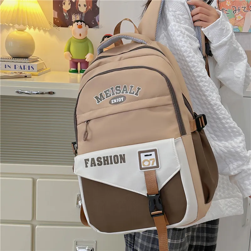 Tong Tong Rabbit Nylon Backpack Unisex Khaki \ Blue & Red \ Yellow Brown \ White & Green \ Black-3