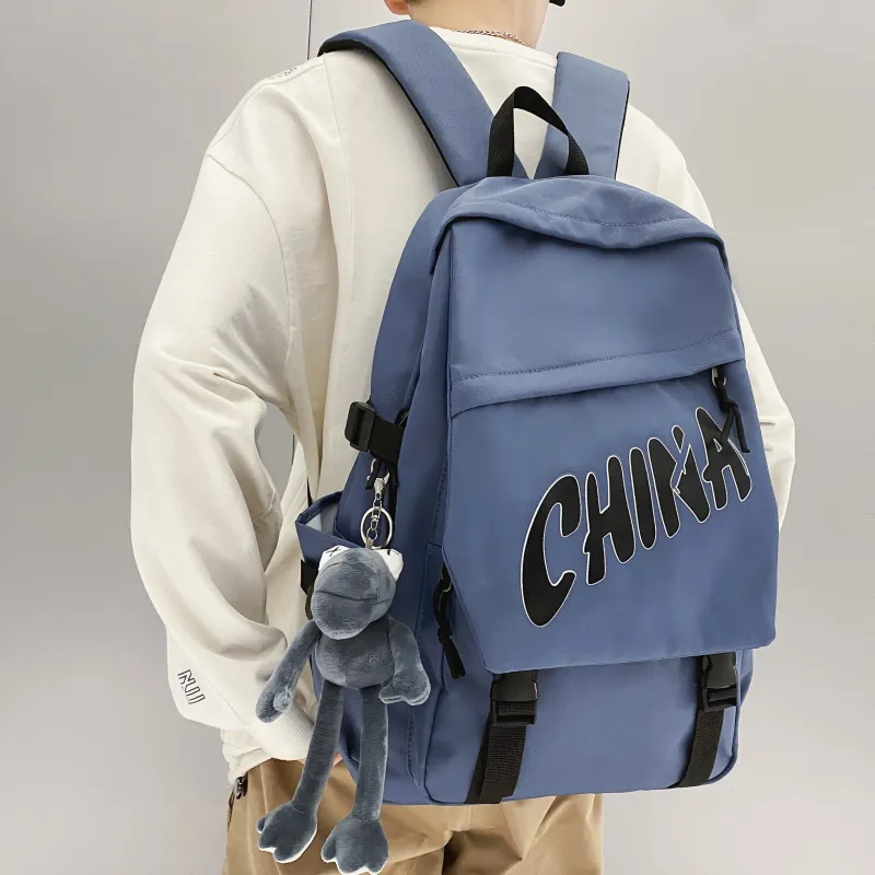 OUZIHUANG Nylon Backpack Unisex Black/Blue/Gray/Red/White-9