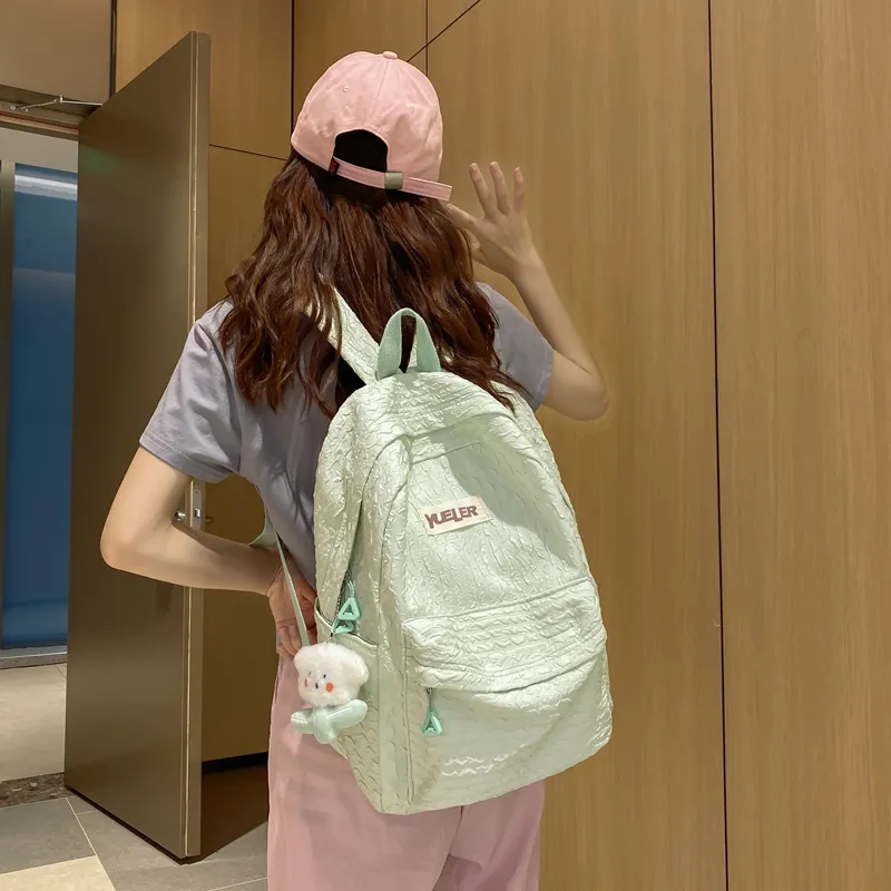 OUZIHUANG Nylon Backpack Large Size Unisex Black/White/Yellow/Green/Pink/Blue-13
