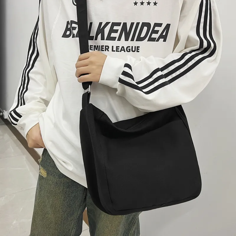 Deli Bear Canvas Shoulder Bag Tote Bag Shopping Bag Regular Unisex Black/White/Green/Brown-10