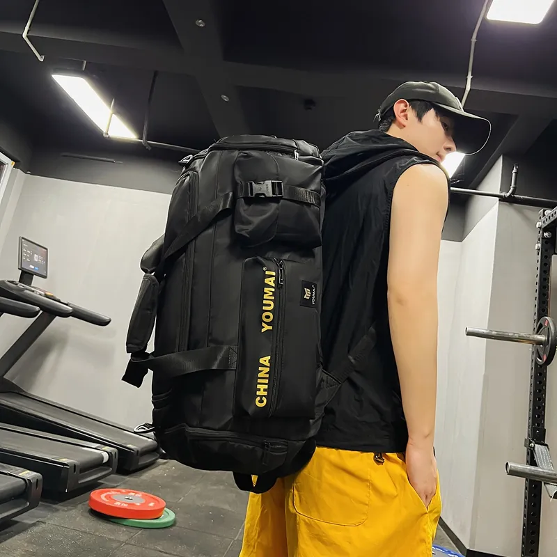 Deli Bear Nylon Gym Bag Unisex Black/Pink/Khaki/Red/Yellow/Army Green/Blue-2