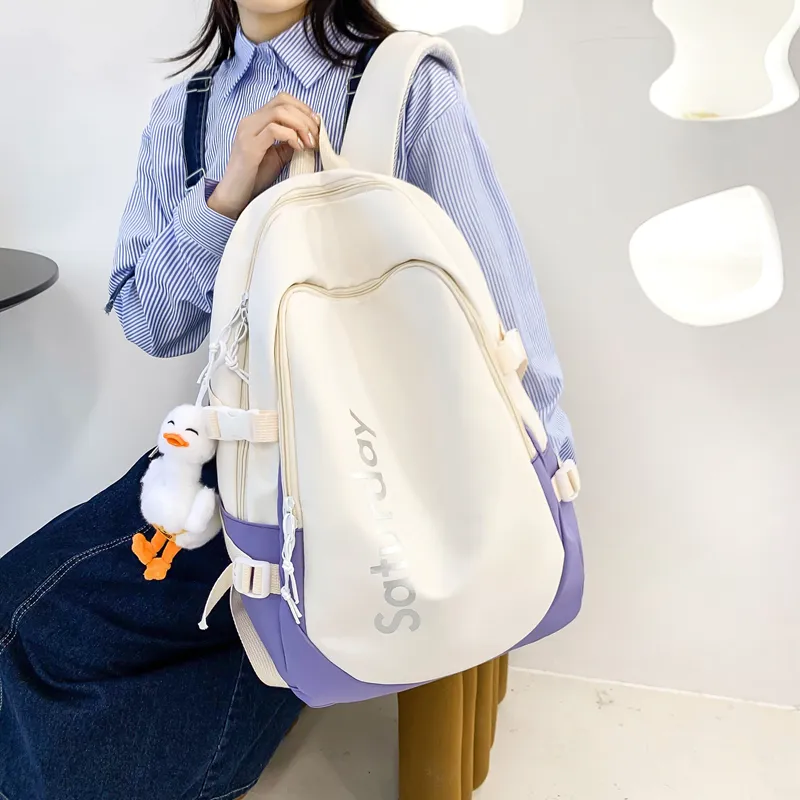 Deli Bear Nylon Backpack Regular Unisex Light Blue & Orange/Purple/Orange & Dark Blue/White/Gray/Black-4
